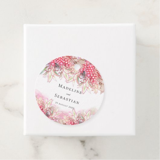 Exotische roze anananas Blush Weddenschap Bedankt Bedankjes Labels (In situ)