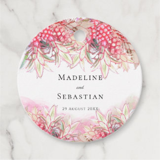 Exotische roze anananas Blush Weddenschap Bedankt Bedankjes Labels