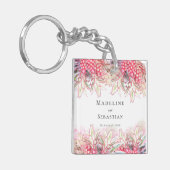 Exotische roze anananas Blush Weddenschap Bedankt Sleutelhanger (Voorkant Links)