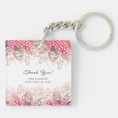Exotische roze anananas Blush Weddenschap Bedankt Sleutelhanger (Achterkant)
