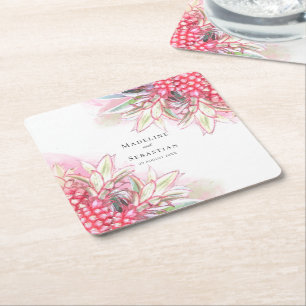 Exotische roze anananas Blush Weddenschap Kartonnen Onderzetters