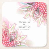 Exotische roze anananas Blush Weddenschap Kartonnen Onderzetters (Voorkant)
