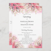 Exotische roze anananas Blush Weddenschap Programmakaart (Voorkant / Achterkant)
