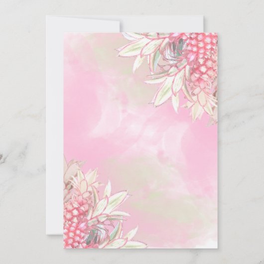 Exotische roze anananas bruiloft kaart (Achterkant)