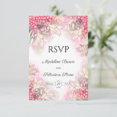 Exotische roze anananas bruiloft RSVP kaartje (Staand voorkant)