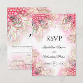 Exotische roze anananas bruiloft RSVP kaartje (Voorkant / Achterkant)
