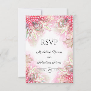 Exotische roze anananas bruiloft RSVP kaartje