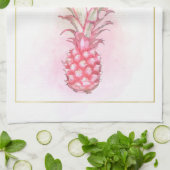 Exotische roze anananas Waterverf Birthday Art Theedoek (Gevouwen)
