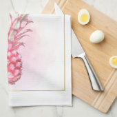 Exotische roze anananas Waterverf Birthday Art Theedoek (Quarter Fold)