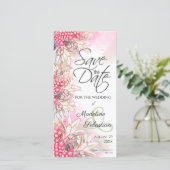 Exotische roze anananassen save the date (Staand voorkant)