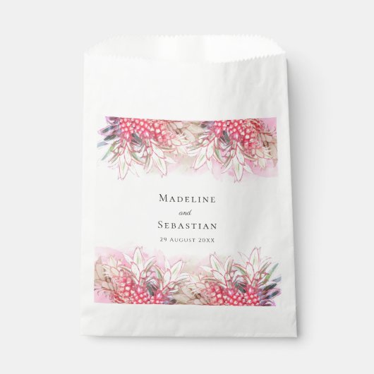 Exotische Roze Ananassen Blush Bruiloft Bedankzakje (Voorkant)