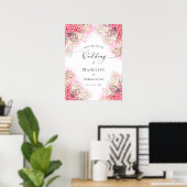 Exotische Roze Ananassen Blush Bruiloft Poster (Thuiskantoor)