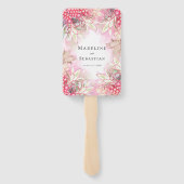 Exotische Roze Ananassen Blush Bruiloftsmenu Handwaaier (Achterkant)