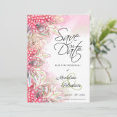 Exotische Roze Ananassen Save The Date (Staand voorkant)
