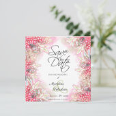 Exotische Roze Ananassen Save The Date (Staand voorkant)