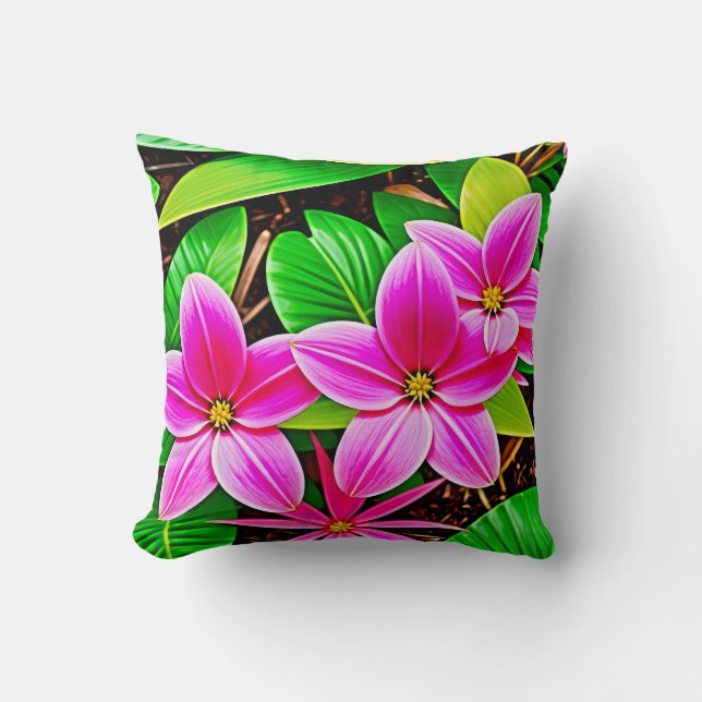 Exotische roze bloemen kussen (Voorkant)