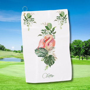 Exotische Roze Flamingo Tropische Waterverf en Naa Golfhanddoek