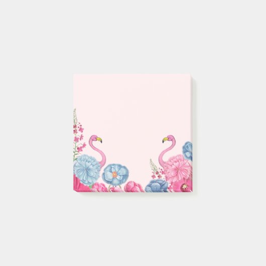 Exotische roze flamingo tuin 2 post-it® notes (Voorkant)