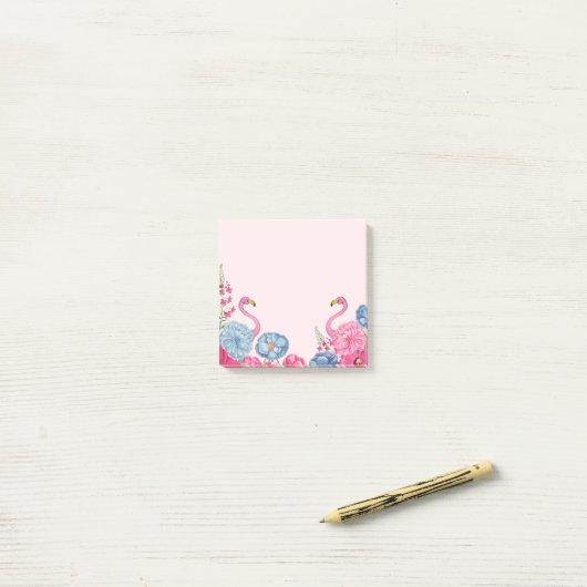 Exotische roze flamingo tuin 2 post-it® notes (Op bureau)