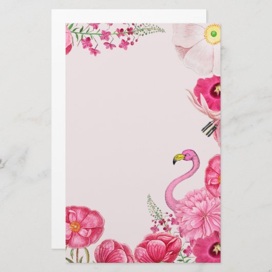 Exotische roze flamingo tuin briefpapier (Voorkant / Achterkant)