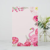Exotische roze flamingo tuin briefpapier (Staand voorkant)