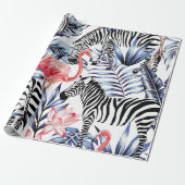 Exotische roze flamingo, zebra op achtergrond zome cadeaupapier (Uitgerold)