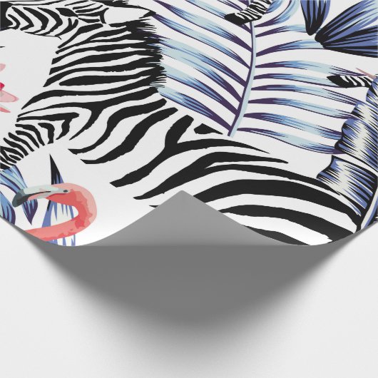 Exotische roze flamingo, zebra op achtergrond zome cadeaupapier (Hoek)