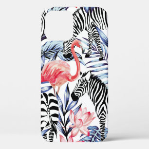 Exotische roze flamingo, zebra op achtergrond zome Case-Mate iPhone case