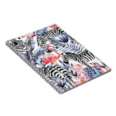 Exotische roze flamingo, zebra op achtergrond zome notitieboek (Rechterzijde)