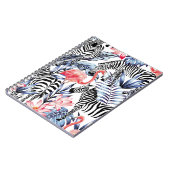 Exotische roze flamingo, zebra op achtergrond zome notitieboek (Linkerzijde)