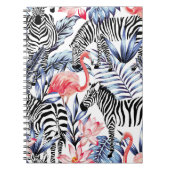 Exotische roze flamingo, zebra op achtergrond zome notitieboek (Voorkant)