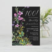 Exotische roze gele wilde bloemen 100e verjaardag kaart (Staand voorkant)