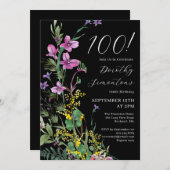 Exotische roze gele wilde bloemen 100e verjaardag kaart (Voorkant / Achterkant)