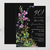 Exotische roze gele wilde bloemen 90e verjaardag kaart (Voorkant / Achterkant)