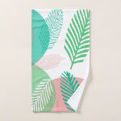 Exotische roze groene palmbladeren patroon bad handdoek (Handdoek)
