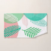 Exotische roze groene palmbladeren patroon bad handdoek (Handdoek)