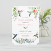 Exotische roze hibiscus Humming vogels zoete zesti Kaart (Staand voorkant)