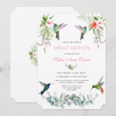 Exotische roze hibiscus Humming vogels zoete zesti Kaart (Voorkant / Achterkant)