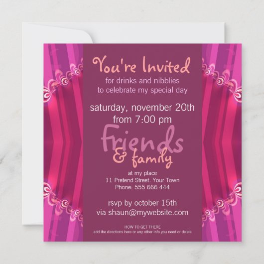 Exotische roze meisjes Uitnodiging (Achterkant)