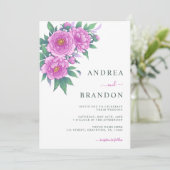 Exotische Roze Pioenen Sage Groene Bruiloft Alles  Kaart (Staand voorkant)
