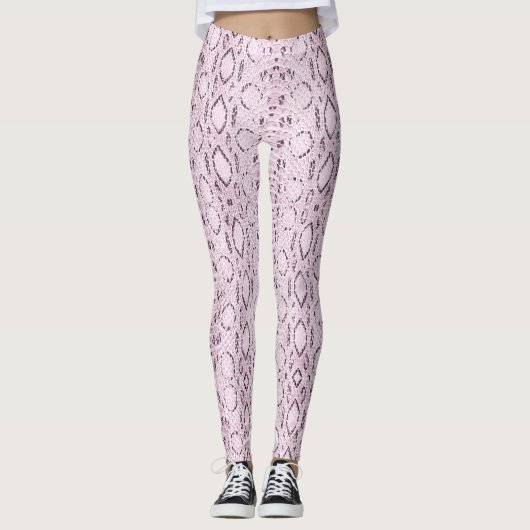 Exotische roze snakeskin leggings (Voorkant)
