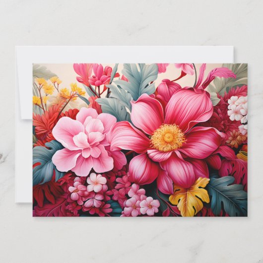 Exotische Roze Tropische Bloementuin Aankondiging (Voorkant)