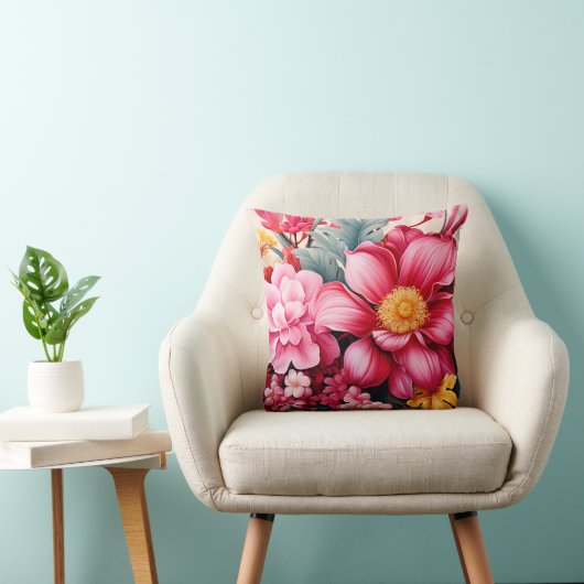 Exotische Roze Tropische Bloementuin Kussen (Stoel)