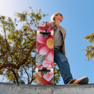 Exotische Roze Tropische Bloementuin Persoonlijk Skateboard