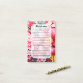 Exotische Roze Tropische Bloementuin Post-it® Notes (Op bureau)