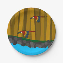 Exotische scharlaken papegaaien in het bos