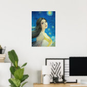 Exotische schoonheid in Sterrennacht, Van Gogh Sti Poster (Thuiskantoor)