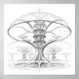 Exotische Science-Fiction Kunst: Aliene Bio-Koepel Poster