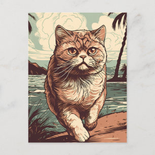 Exotische Shorthair kat op een tropisch strand Briefkaart