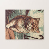 Exotische Shorthair kat op een tropisch strand Legpuzzel (Horizontaal)